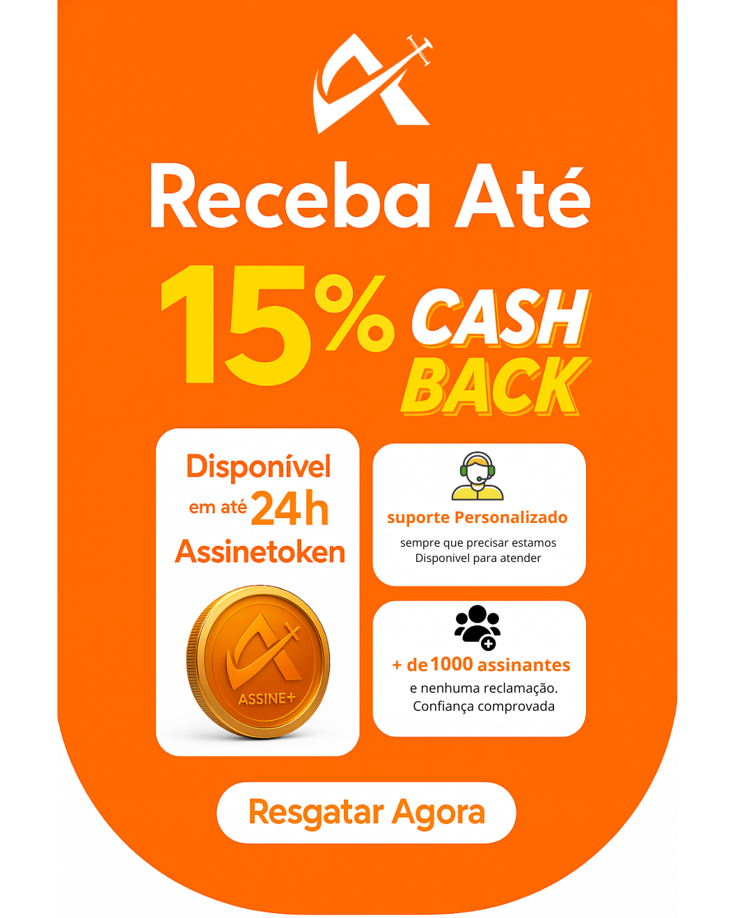 Receba até 15% cashback